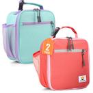 Lancheira CactOur Kids Isolated Bag, 2 pacotes, verde claro e rosa