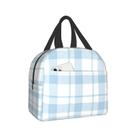 Lancheira DADABULIU xadrez azul isolada 22x13x20 cm