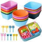 Lancheira de silicone Bento Doiaz com divisórias, pacote com 52 palhetas