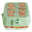 Lancheira Dupla com 4 Divisórias Infantil Safari Capivara e Lanche Marmita Lanche Escolar Marmitinha