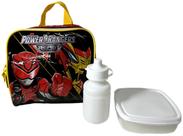Lancheira Escolar Térmica Infantil Juvenil Estampa Boneco Power Rangers Beast Morphers Preto E Vermelho Licenciado Hasbro Luxcel