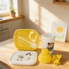 Lancheira Marmiteira Infantil com talheres Kit 4 Peças 700ml COR:Amarelo