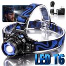 Lanterna Cabeça LED T6 Recarregavel Zoom Longo Alcance IPX4