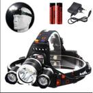 Lanterna Cabeça Recarregavel Ajustavel T6 Cree 3 Leds Fortes