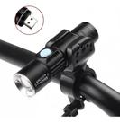Lanterna Com LED T6 Com Suporte Para Bicicleta Recarregável 58000W Preto - XD538PRSUP
