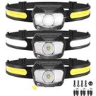 Lanterna de cabeça KYEKIO kit com 3 unidades recarregável com 7 modos e sensor de movimento Lanterna de cabeça KYEKIO kit com 3 unidades recarregável com 7 modos e sensor de movimento