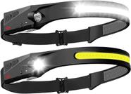 Lanterna de Cabeça LED Recarregável USB Potente Headlamp com Ajuste e Zoom para Camping e Trilhas