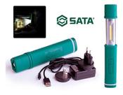 Lanterna De Led Recarregável Telescópica Sata 300lm St90717 Branco Verde