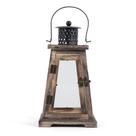 Lanterna de Vela Zingz & Thingz 30 cm Ferro Madeira Marrom