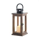 Lanterna de vela Zingz & Thingz Lodge 27 cm com LED de madeira