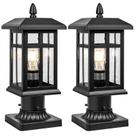Lanterna de vidro preta Outdoor Post Light Brilvibera, pacote com 2 unidades Lanterna de vidro preta Outdoor Post Light Brilvibera, pacote com 2 unidades