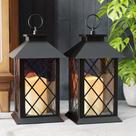 Lanterna decorativa AFINETH de 13,4 polegadas preta para interior/exterior, pacote com 2