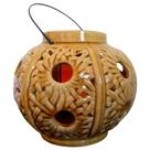 Lanterna Decorativa Cerâmica Vela C/Leds Bancada/Pendurar Alt.25cm Ø 20cm.