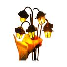Lanterna Decorativa Solar Retro Com 6 LEDs Em Forma De Luminária De Jardim