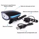 Lanterna Farol Led Bike Buzina Prova D'água Recarregável USB