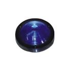 Lanterna Lateral Redonda Azul 95MM Base Reta Moldura Preto Sem Vigia Iluminar Degrau Onibus