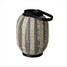 Lanterna Luminária Decorativa Tecido Madeira Rústica Preto M