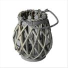 Lanterna Luminária Decorativa Vime Rústica Cinza 20cm