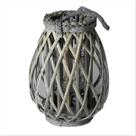 Lanterna Luminária Decorativa Vime Rústica Cinza 30cm