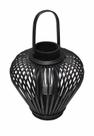 Lanterna Luminária Redonda Rustica de Bambu Preta Vela