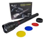 Lanterna Tática LED JWS Alta Potência Recarregável Zoom Forte Corpo Preto WS-635
