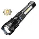 Lanterna Tática LED Recarregável USB Cor Preto Super Potente com Zoom Profissional de Luz Forte do Mundo Militar Pesca