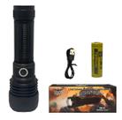 Lanterna Tática LED V3 Alta Potência Super Forte Longo Alcance Zoom Ajustável Luz Branca Profissional Preto JY-9847