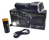 Lanterna Tática LED V3 WS-656 Super Potente Alta Intensidade Zoom Ajustável Longo Alcance Preto ws-656