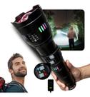 Lanterna Tática Potente Titanium LED com feixe longo, strobo e laser! Bateria recarregável, ideal pa