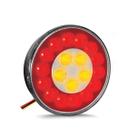 Lanterna Traseira 19 Leds Vermelho Amarelo Bivolt 3 Funcoes Direcional Freio Posicao Lente Em Acrilico Diâmetro 140mm