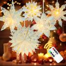 Lanternas de floco de neve de papel de Natal OumuaMua, pacote com 5 luzes LED