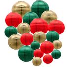 Lanternas de papel ADLKGG 21 unidades de ouro vermelho verde 10/8/6 polegadas Lanternas de papel ADLKGG 21 unidades de ouro vermelho verde 10/8/6 polegadas