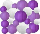 Lanternas de papel BEISHIDA, 21 peças, lavanda, roxa, branca, 10-30 cm