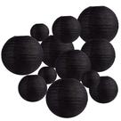 Lanternas de papel Famolay Black 12 unidades 6 8 10 12 cm para decoração Lanternas de papel Famolay Black 12 unidades 6 8 10 12 cm para decoração