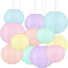 Lanternas de papel Qenk Macaron Pastel 25 cm, 12 peças, decoração de festa