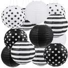 Lanternas de papel Treela Back to School 20 cm brancas e pretas (pacote com 12)
