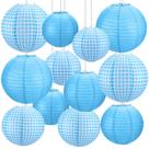 Lanternas de Papel YooNotee 12 Peças Xadrez Azul 20-30 cm