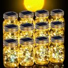 Lanternas solares Cooo, pacote com 12 unidades, frasco de vidro impermeável de 30 LED