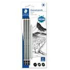 Lápis Carvão Staedtler Lumograph 3 unidades e 1 Esfuminho