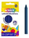 Lápis Cera Estaca AZUL TURQUESA - 12 Unidades ACRILEX - 091100501