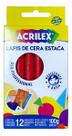 Lápis Cera Estaca VERMELHO - 12 Unidades ACRILEX - 091100507