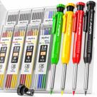 Lápis de carpinteiro Nicpro com apontador, pacote com 4 e 52 recargas