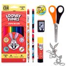 Lapis De Cor 12 Cores Looney Tunes - Kit Escolar 6 Peças