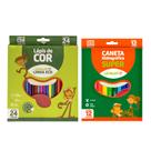 Lápis de cor 24 cores ecologico + Canetinha 12 Cores Lavável Super - Leo e Leo