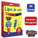 Lapis de Cor 36 Cores Formato Hexagonal Gatte Kids