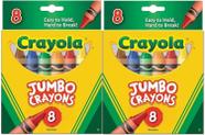 Lápis de cor Crayola Jumbo, pacote de 8 cores com 2