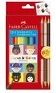 Lápis de Cor Faber 12+3 Caras e Cores 120112CC