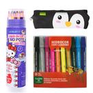 Lapis De Cor Hello Kitty + Canetinha Com Carimbo + Estojo Kit escolar meninas - Leo e Leo