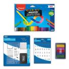 Lápis de Cor Infinito 24 Cores + Kit Carimbo Completo + Cartela Para Carimbo + Carimbeira 5 Cores