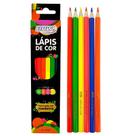 Lápis de Cor Neon Sextavado 6 Cores - BRW
